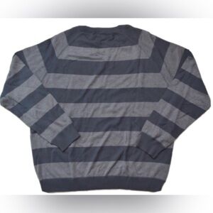 Perry Ellis Men's Charcoal and Gray Striped Crewneck Sweater
